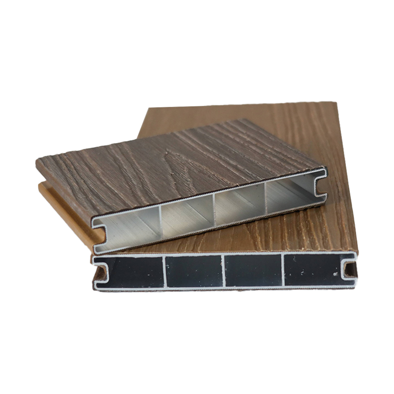 SRL-AL 138*23mm Decking WPC Tahan Api dan Tahan Air dengan Aluminium Co-Extruded